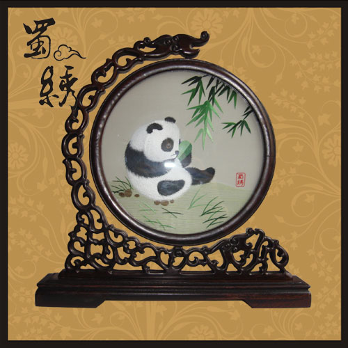 蜀绣碗熊猫